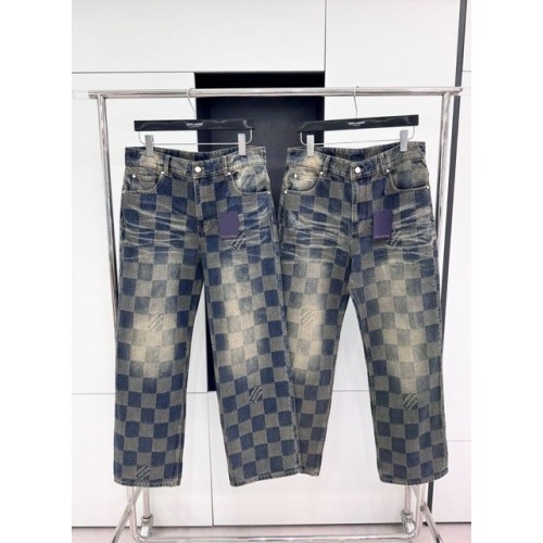LV 2024FW Autumn and Winter New Checkerboard Jeans 