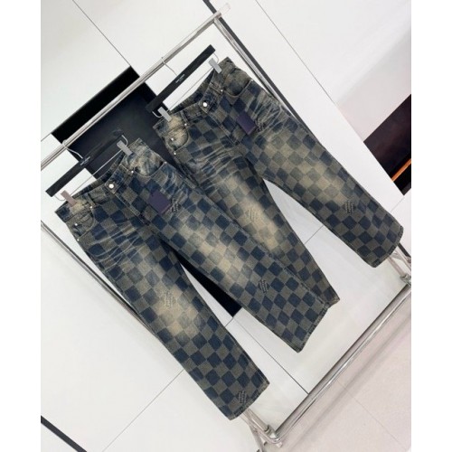 LV 2024FW Autumn and Winter New Checkerboard Jeans 