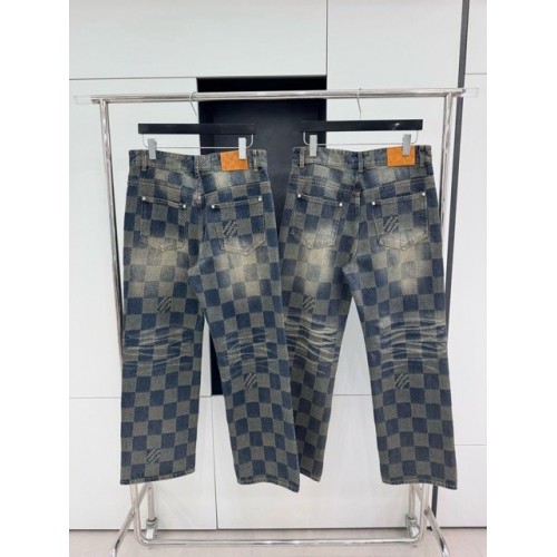 LV 2024FW Autumn and Winter New Checkerboard Jeans LV 2024FW Autumn and Winter New Checkerboard Jeans