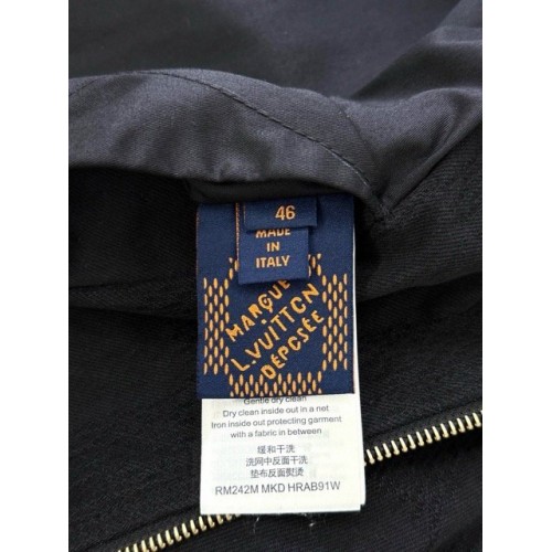 LV 2024FW Checkerboard Denim Jacket with Leather Collar LV 2024FW Checkerboard Denim Jacket with Leather Collar