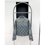 LV 2024FW Checkerboard Diamond Denim Top
