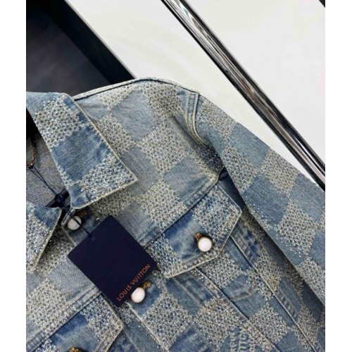LV 2024FW Checkerboard Diamond Denim Top LV 2024FW Checkerboard Diamond Denim Top