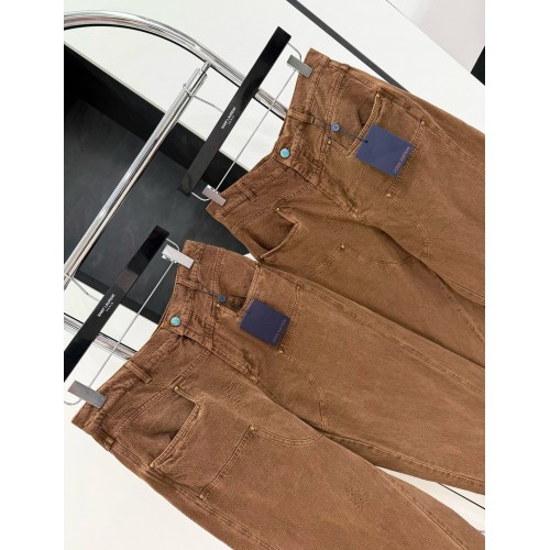 LV 2024FW Checkerboard Jacquard Lumberjack Jeans