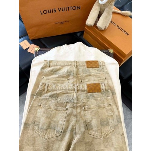 LV 2024FW Checkerboard Khaki Jeans LV 2024FW Checkerboard Khaki Jeans