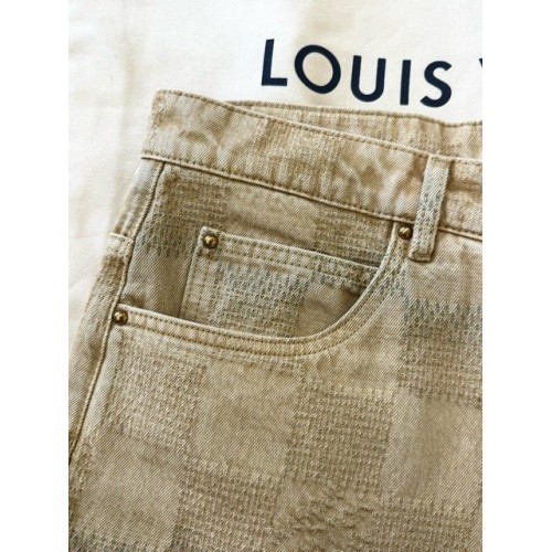 LV 2024FW Checkerboard Khaki Jeans LV 2024FW Checkerboard Khaki Jeans