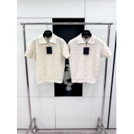 LV 2024FW Embossed Knit Polo - White