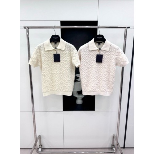 LV 2024FW Embossed Knit Polo - White