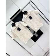 LV 2024FW Embossed Knit Polo - White