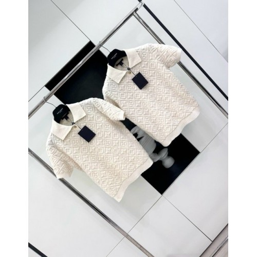 LV 2024FW Embossed Knit Polo - White