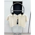LV 2024FW Embossed Knit Polo - White LV 2024FW Embossed Knit Polo - White
