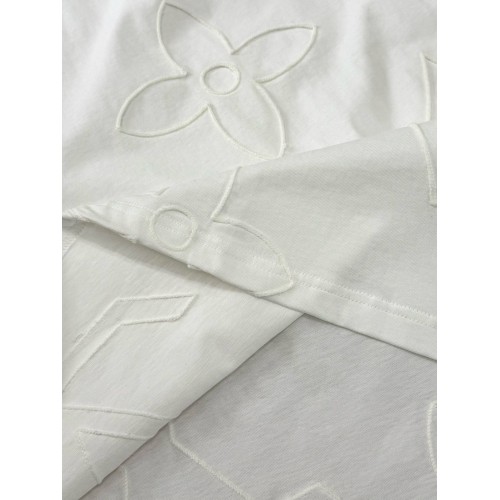 LV 2024FW Embossed Logo Short Sleeves - White