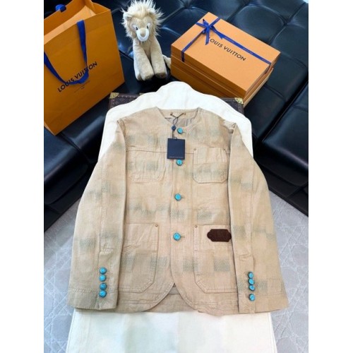LV 2024FW Khaki Checkerboard Jacket