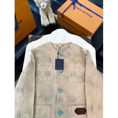 LV 2024FW Khaki Checkerboard Jacket LV 2024FW Khaki Checkerboard Jacket