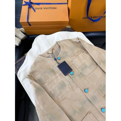 LV 2024FW Khaki Checkerboard Jacket LV 2024FW Khaki Checkerboard Jacket