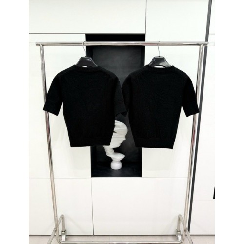 LV 2024FW Mohair Wool Knit Sweater Short Sleeves - Black LV 2024FW Mohair Wool Knit Sweater Short Sleeves - Black