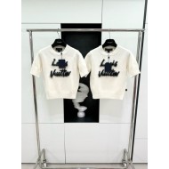 LV 2024FW Mohair Wool Knit Sweater Short Sleeves - White