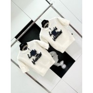 LV 2024FW Mohair Wool Knit Sweater Short Sleeves - White