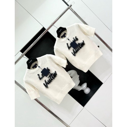 LV 2024FW Mohair Wool Knit Sweater Short Sleeves - White