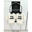 LV 2024FW Mohair Wool Knit Sweater Short Sleeves - White LV 2024FW Mohair Wool Knit Sweater Short Sleeves - White