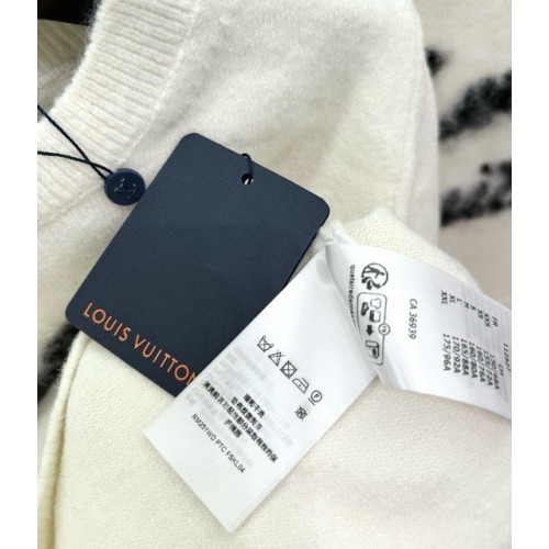 LV 2024FW Mohair Wool Knit Sweater Short Sleeves - White LV 2024FW Mohair Wool Knit Sweater Short Sleeves - White