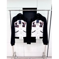 LV 2024FW Show Western Denim Turquoise Baseball Jacket