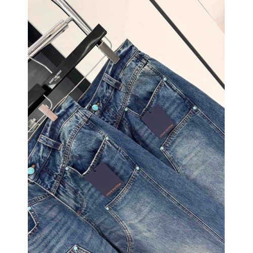LV 2024FW Turquoise Denim Pants LV 2024FW Turquoise Denim Pants