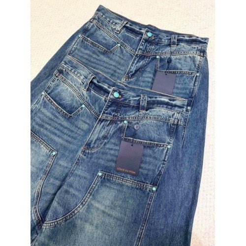 LV 2024FW Turquoise Denim Pants LV 2024FW Turquoise Denim Pants
