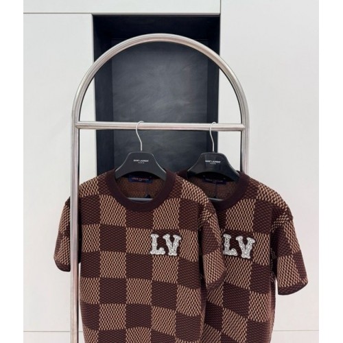 LV 2024SS Year of the Dragon Diamond Knitted Short Sleeve LV 2024SS Year of the Dragon Diamond Knitted Short Sleeve