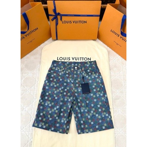 LV 2025SS Colorful Checkerboard Shorts Pants