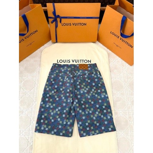 LV 2025SS Colorful Checkerboard Shorts Pants