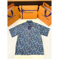 LV 2025SS Colorful Checkerboard Suit Shirt Short Sleeve