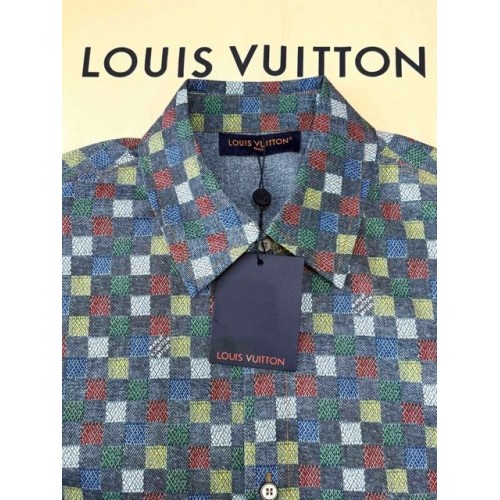 LV 2025SS Colorful Checkerboard Suit Shirt Short Sleeve LV 2025SS Colorful Checkerboard Suit Shirt Short Sleeve