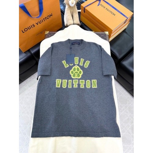 LV 2025SS Cute Dog Paw Print Wool Short Sleeves
