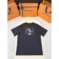 LV 2025SS Early Spring Globe Series Printed Short Sleeves - Black