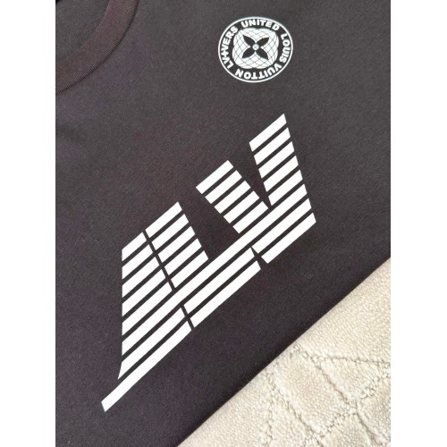 LV 2025SS Early Spring Globe Series Printed Short Sleeves - Black