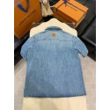LV 2025SS Early Spring New Denim Pocket Embroidered Short Sleeve Shirt LV 2025SS Early Spring New Denim Pocket Embroidered Short Sleeve Shirt