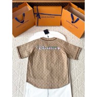 LV 2025SS Early Spring New Denim Short Sleeves - Light Brown