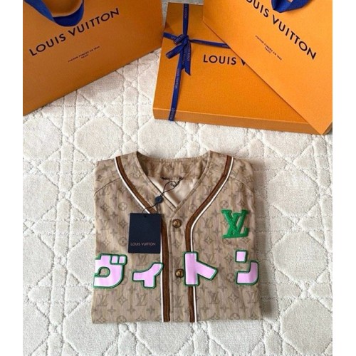 LV 2025SS Early Spring New Denim Short Sleeves - Light Brown LV 2025SS Early Spring New Denim Short Sleeves - Light Brown