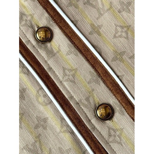 LV 2025SS Early Spring New Denim Short Sleeves - Light Brown LV 2025SS Early Spring New Denim Short Sleeves - Light Brown