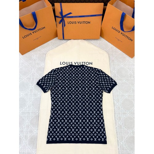 LV 2025SS Early Spring New Full Jacquard Logo Short Sleeve Pure Wool