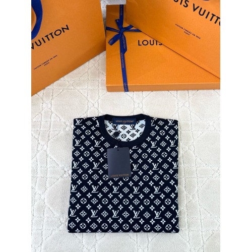 LV 2025SS Early Spring New Full Jacquard Logo Short Sleeve Pure Wool