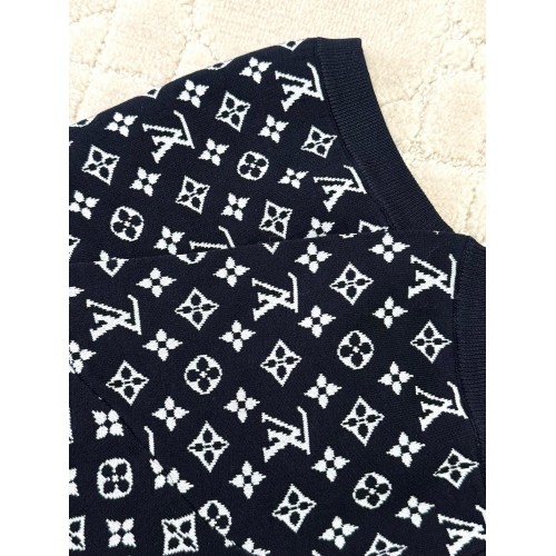 LV 2025SS Early Spring New Full Jacquard Logo Short Sleeve Pure Wool