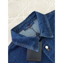 LV 2025SS Earth Print Leather Patched Denim Shirt LV 2025SS Earth Print Leather Patched Denim Shirt