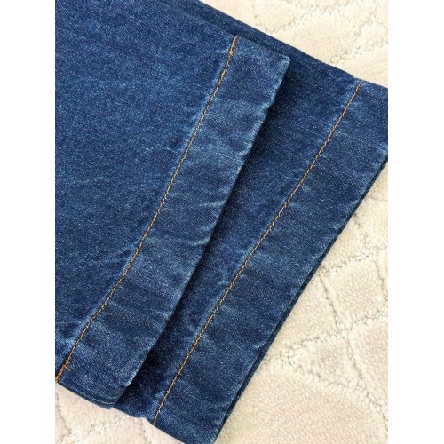 LV 2025SS Earth Print Leather Patched Denim Shirt LV 2025SS Earth Print Leather Patched Denim Shirt