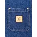 LV 2025SS Earth Print Leather Patched Denim Shirt LV 2025SS Earth Print Leather Patched Denim Shirt