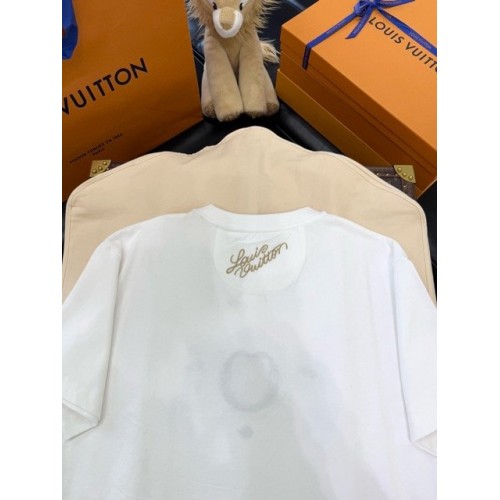 LV 2025SS Pearl and Diamond Embroidered Short Sleeve - White LV 2025SS Pearl and Diamond Embroidered Short Sleeve - White