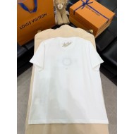 LV 2025SS Pearl and Diamond Embroidered Short Sleeve - White