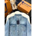 LV 2025SS Pocket Embroidery Washed Denim Jacket - Light Blue LV 2025SS Pocket Embroidery Washed Denim Jacket - Light Blue