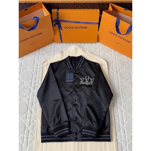 LV 2025SS Rhinestone Coat Jacket - Black