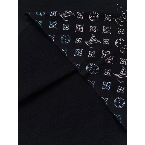 LV 2025SS Rhinestone Gradient Short Sleeve - Black